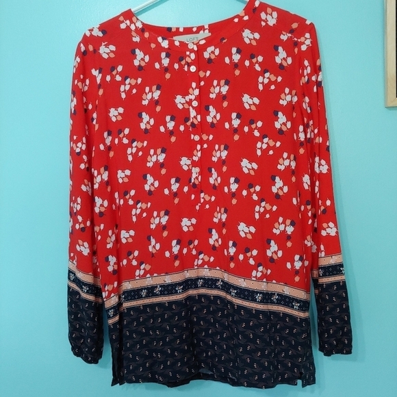 Loft floral red long sleeves top - Picture 3 of 10